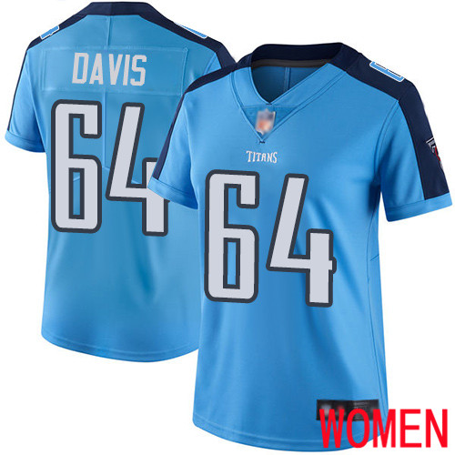 Tennessee Titans Limited Light Blue Women Nate Davis Jersey NFL Football #64 Rush Vapor Untouchable->women nfl jersey->Women Jersey